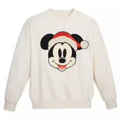 Disney Mickey Mouse Christmas Pullover Sweatshirt Girls Women Top Clothes Teenager Sweatshirts Cotton Santa Claus Hoodie Gift