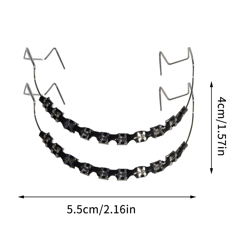 1 زوج الملونة هوك الديكور الأسنان المؤقتة مع الأسلاك المعدنية كتيفة معدنية وربطات الأوعية الدموية تقويم الأسنان زينة الأسنان