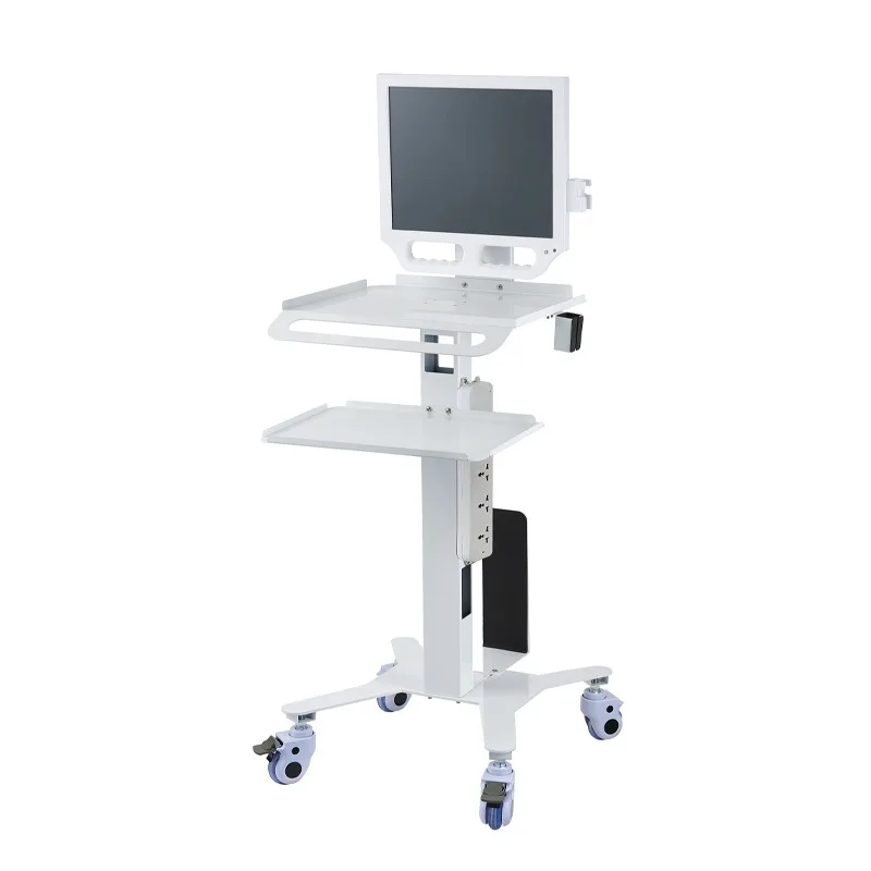 

White Mobile Hospital Trolley Medical Oral Dental Scanner Cart Intraoral Scanner Trolley Tool Cart With Bracket Tray