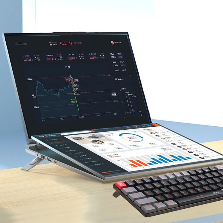 Dual Screen Laptop 16 Inch + 16 Inch Touch Screen Intel I7-1260P Processor Laptop DDR4 SSD Notebook