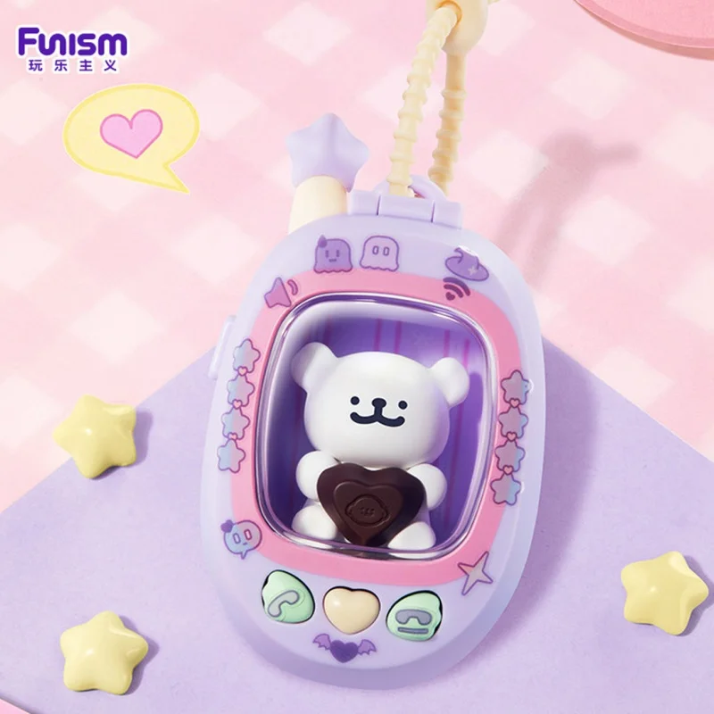 

Funism Call Me Series Pendant Blind Box Mini Beans Storage Case With Light Cute Portable Phone Style Collectible Toy Holder Gift