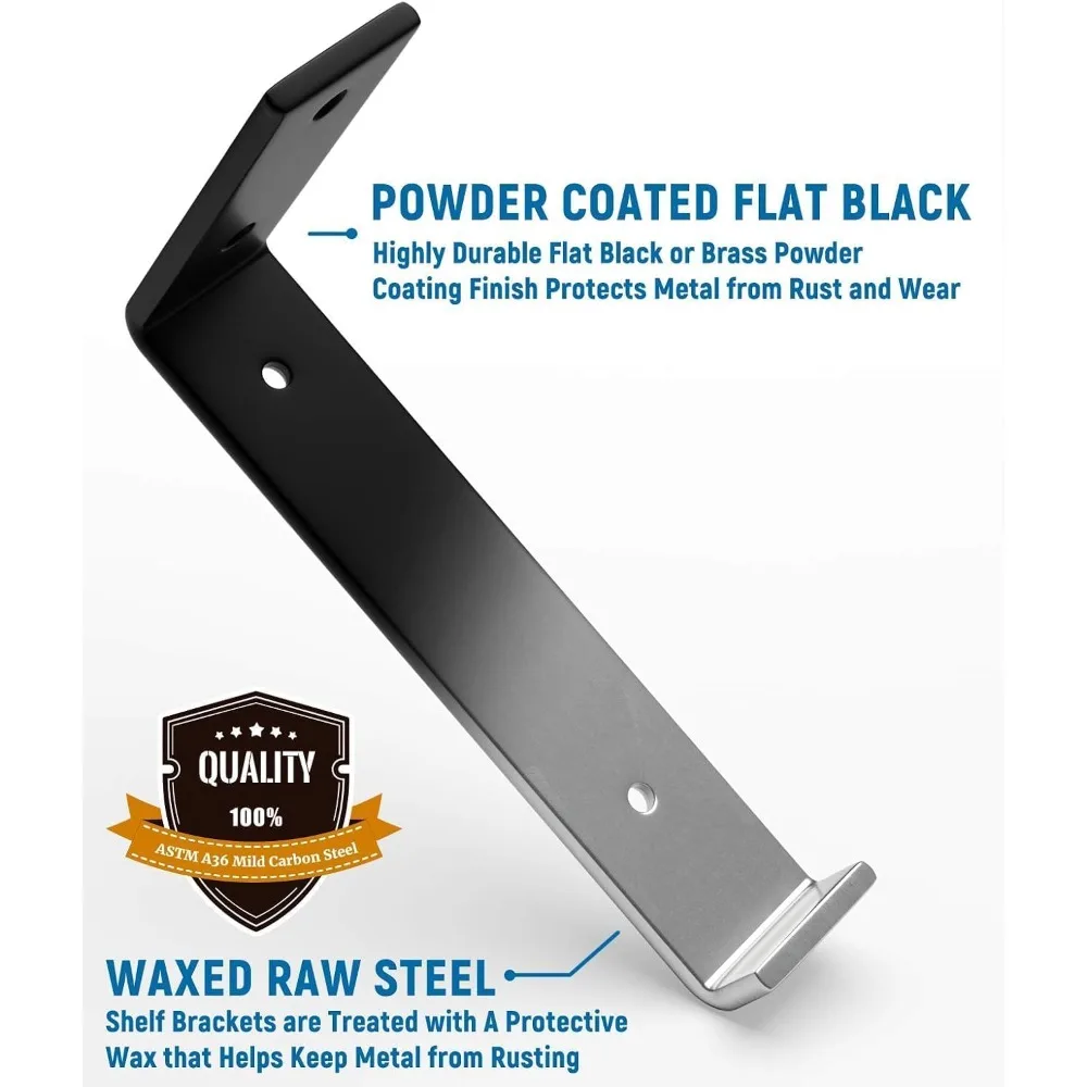 12 suportes de prateleira de 12 polegadas para prateleira flutuante DIY, suporte resistente de 1/5 polegadas de espessura