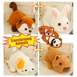 Śliczne Flip Panda Toys Kawaii Animals Red Raccoon Pluszowe lalki 2 w 1 Flip Change Cat Capibara Miękkie poduszki Prezenty z okazji ukończenia szkoły