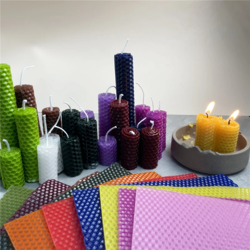 10pcs Colored Beeswax Sheets 20x40cm Children's DIY Candles Honeycomb Beeswax Sheets Lipstick Aromatherapy Making Material