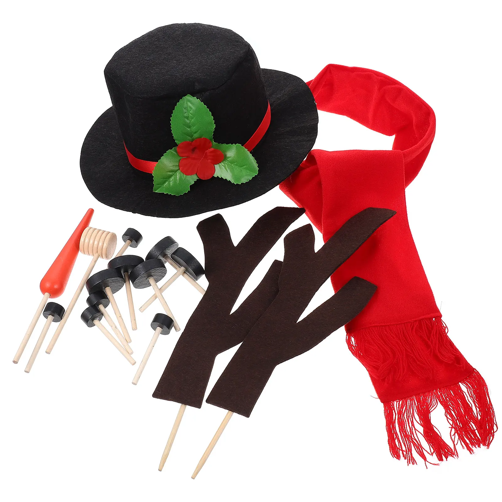 

1 set Snowman Hats Scarves Sets Reusable Diy Decor Props Christmas Festival Kids Outdoor Party Decoration Kits Xmas Making