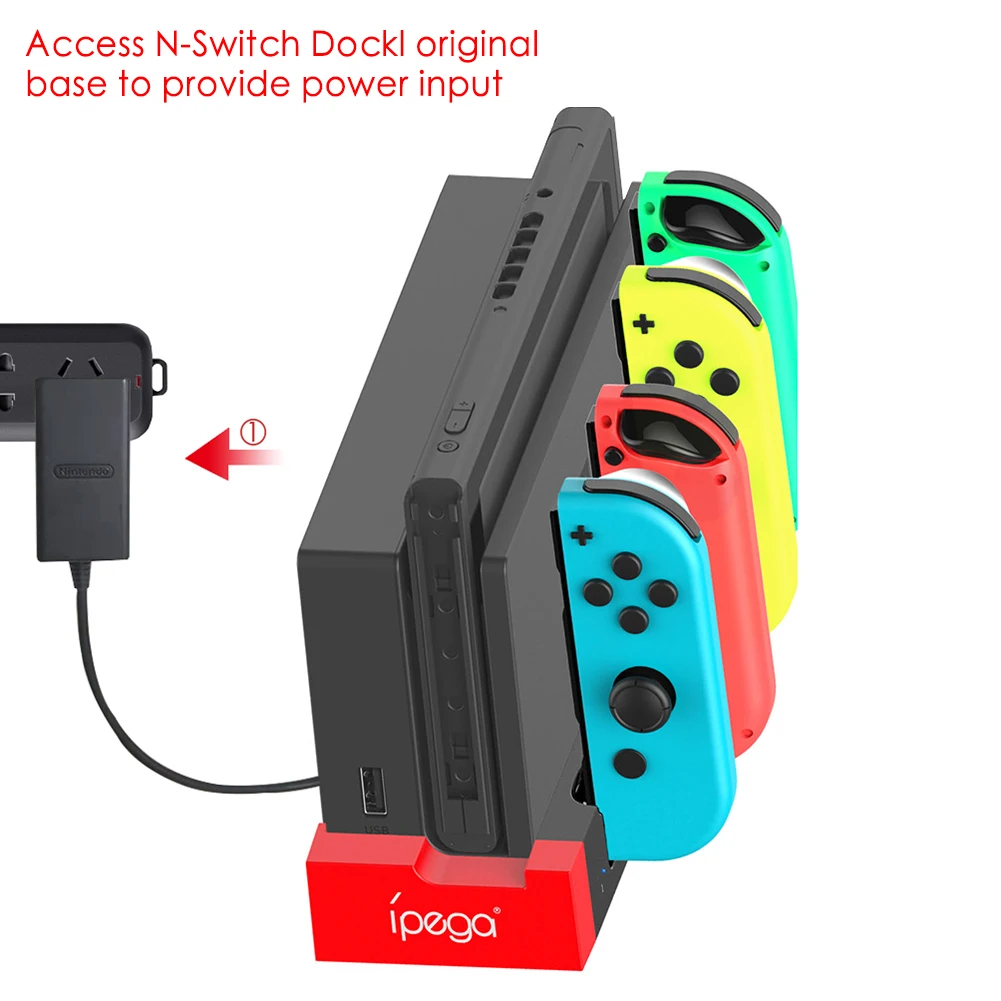 شاحن تحكم لنينتندو سويتش ، Joycon-متوافق ، قفص الاتهام الشحن ، محطة الوقوف ، 2 حامل اللون مع المؤشر ، PG9186