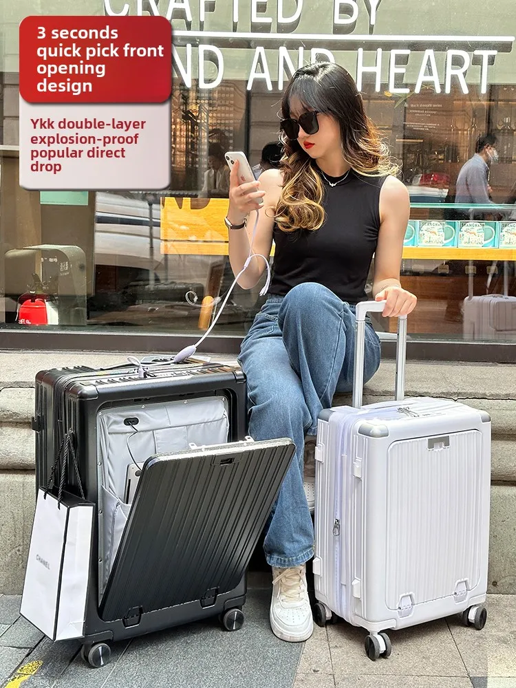 

LIGHTGO Front Open Luggage Business Travel Bag Expandable Large Capacity Travel Case for Men and Women with Pull Handle