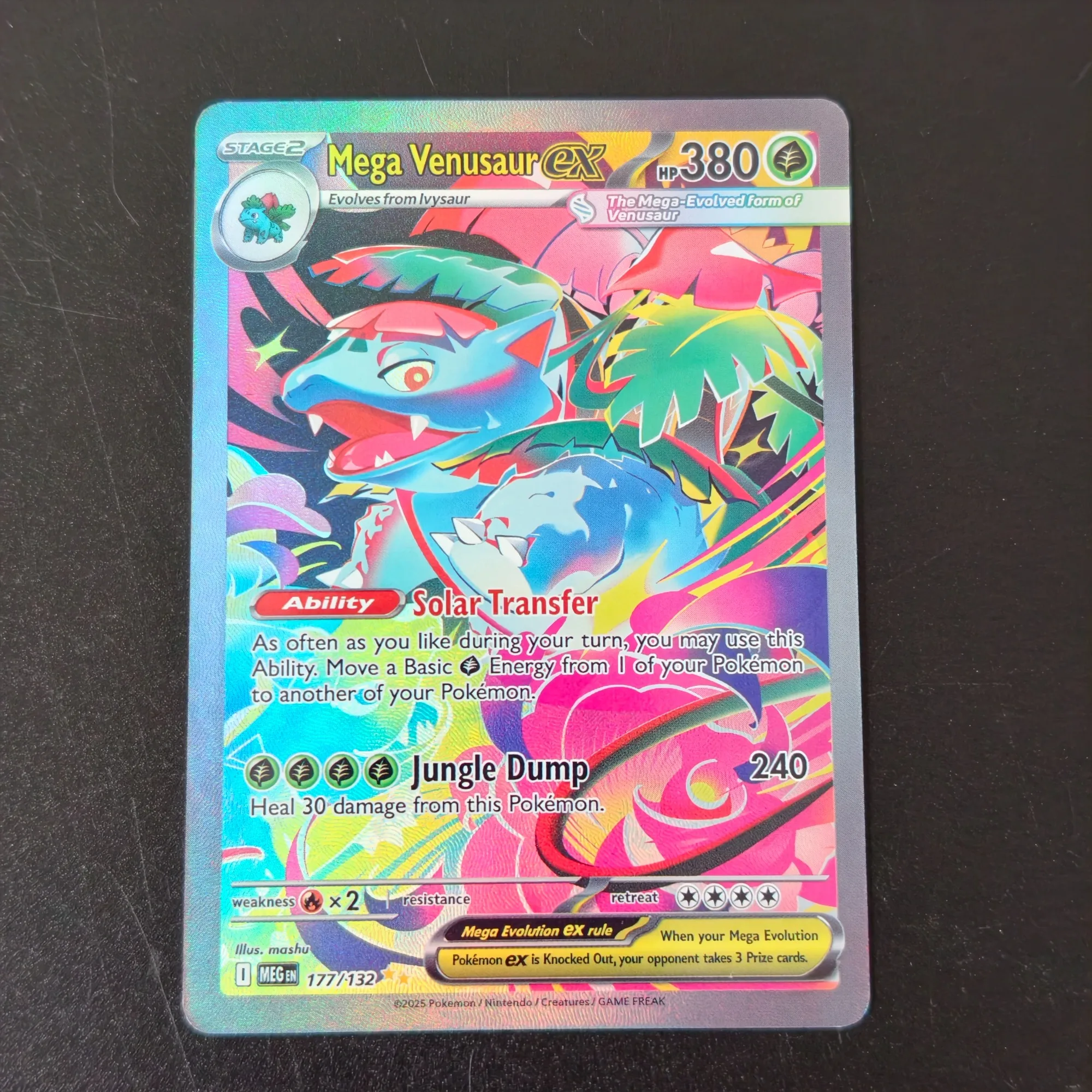 Proxy TCG Pokemon Mega Evolution ex SAR Full Art Holo Cards Mega Venusaur Gardevoir Lucario Kangaskhan Anime Collection Cards view 5