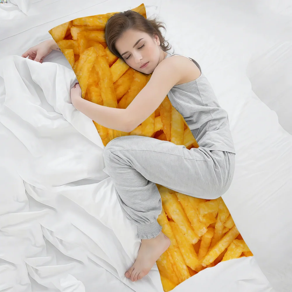 Ein Kissenbezug mit Pommes-Frites-Motiv, rechteckiger Körperkissenbezug für Zuhause, Sofa, Wohnzimmer, 51x137CM, Dakimakura-Hülle – Detail 6