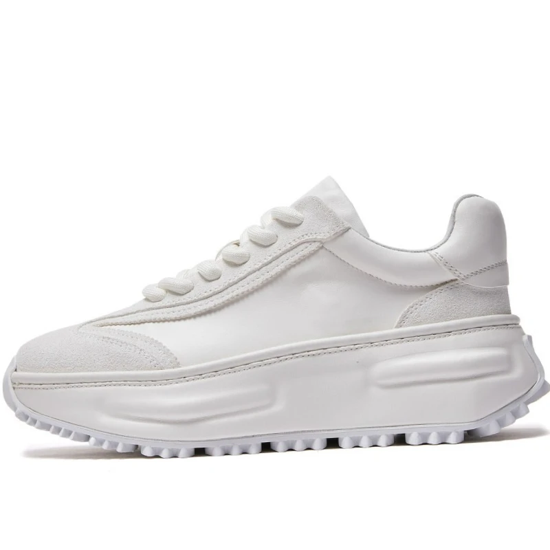 

Белые ретро-кроссовки из конской кожи для мужчин, увеличивающие рост, удобные, дышащие, ручной работы, повседневные туфли из конской кожи