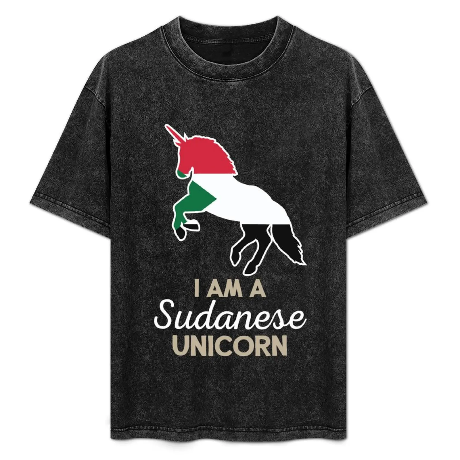

Sudan Flag Sudanese Unicorn T-Shirt man tshirt man t shirts for men casual T-Shirt