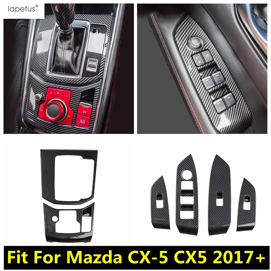 

RHD Central Control Gear Shift Multimedia Knob Panel / Window Lift Button Cover Trim Accessories For Mazda CX-5 CX5 2017 - 2023