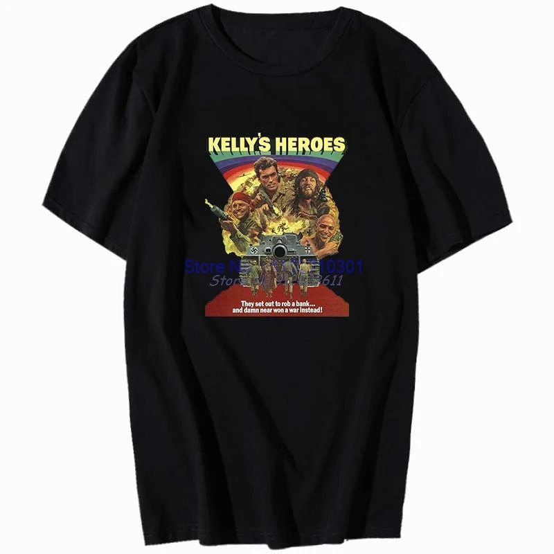 Kelly's Heroes Clint Eastwood Oddball War Soldier Movie 70s Graphic T Shirts Cotton Short Sleeve T-Shirts Mens Print T Shirt