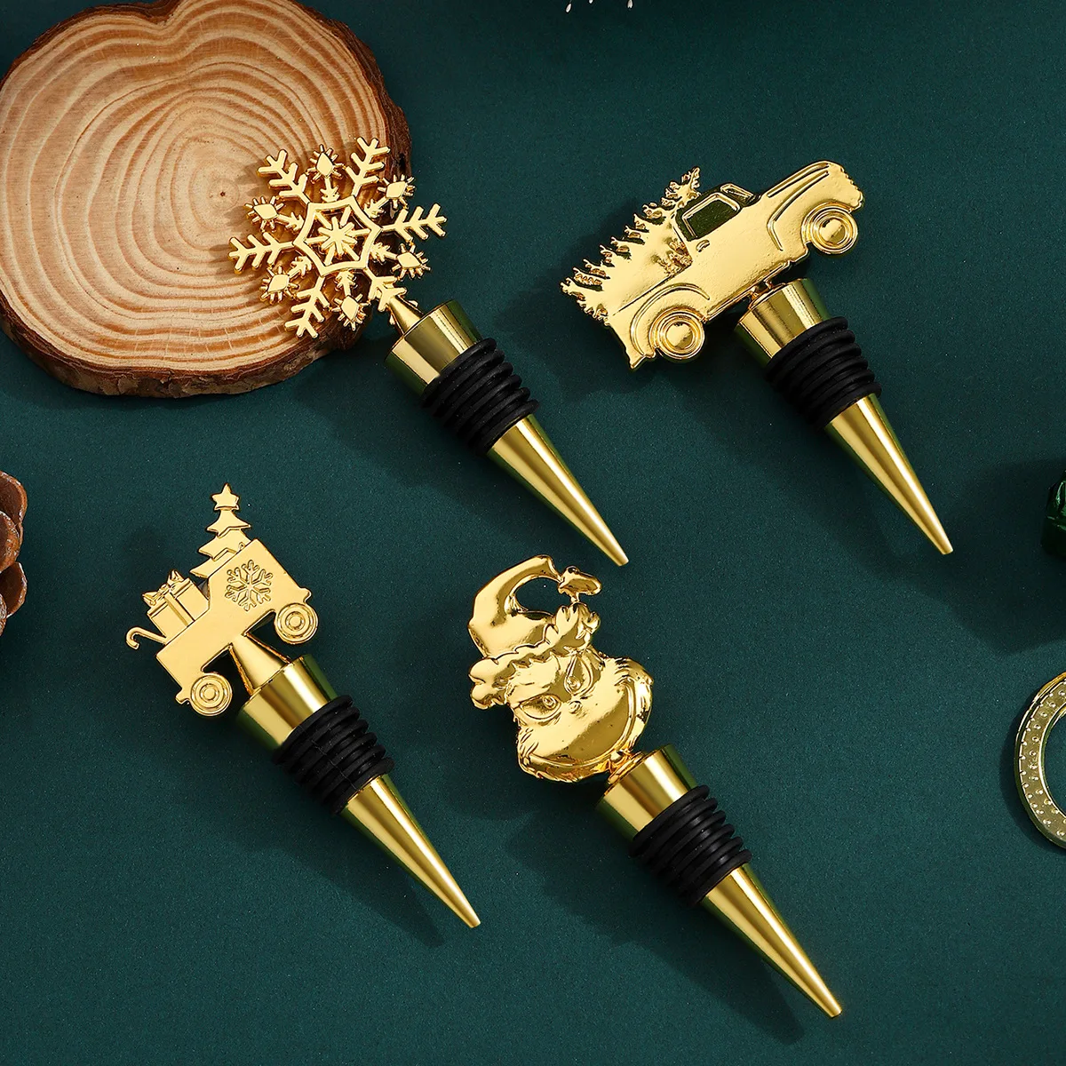 

New Christmas Red Wine Stoppers Wine Bottle Stoppers Cross Border Creative Christmas Elf Car Wine Keeping Stopper Gifts