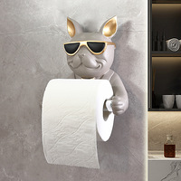 New Mouth Bulldog Toilet Tissue Holder Modern Resin Paper Roll Holder Without Punching Wall Shelf