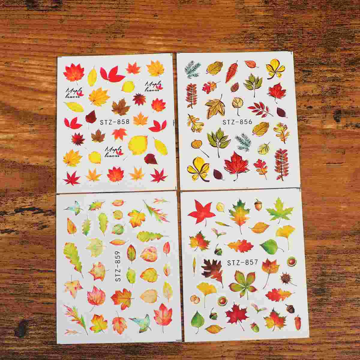 16 Pcs Applique Autumn Stickers Uñas Postizas Para Girl Nail Nails Decoration Women