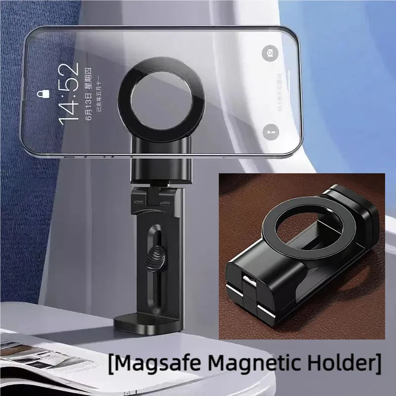 

Train Flight Seat Phone Holder For Magsafe Magnetic Foldable Adjustable Rotatable Travel Phone Mount Desktop Universal Bracket