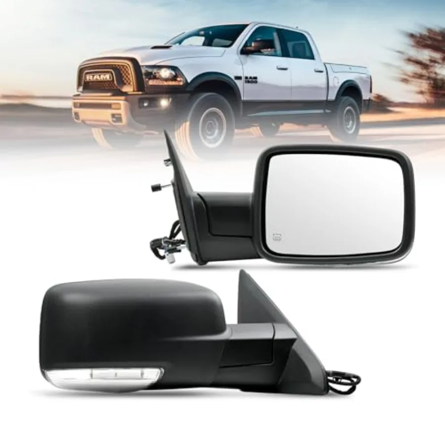 

Passenger Right Side Door Mirror for 2010-2018 Ram 1500 2500 3500 with POWER FOLDING Heated Power Glass Turn Signal Puddle Ligh