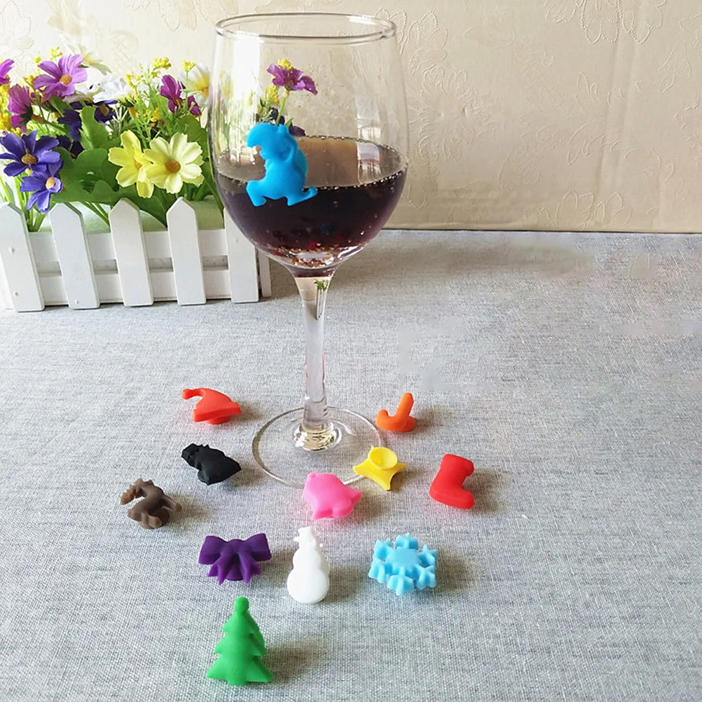 

36 Pcs Ring Wine Glass Marker Christmas Present Tags Cup Silica Charms