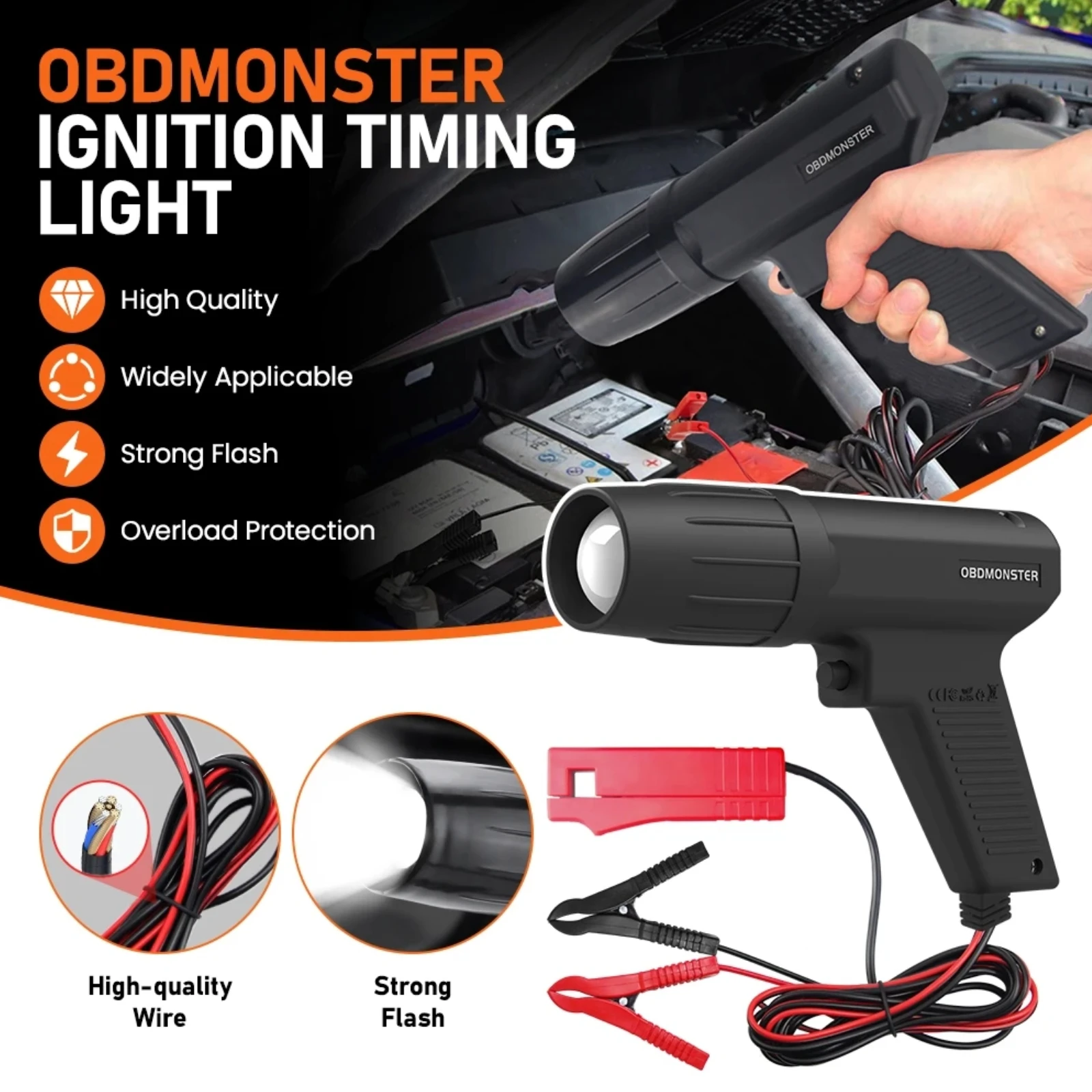 OBDMonster 12V Ignition Timing Light Engine Ignition Timing Induction Strobe Lamp Automotive Motorcycle Marine Repair Tool