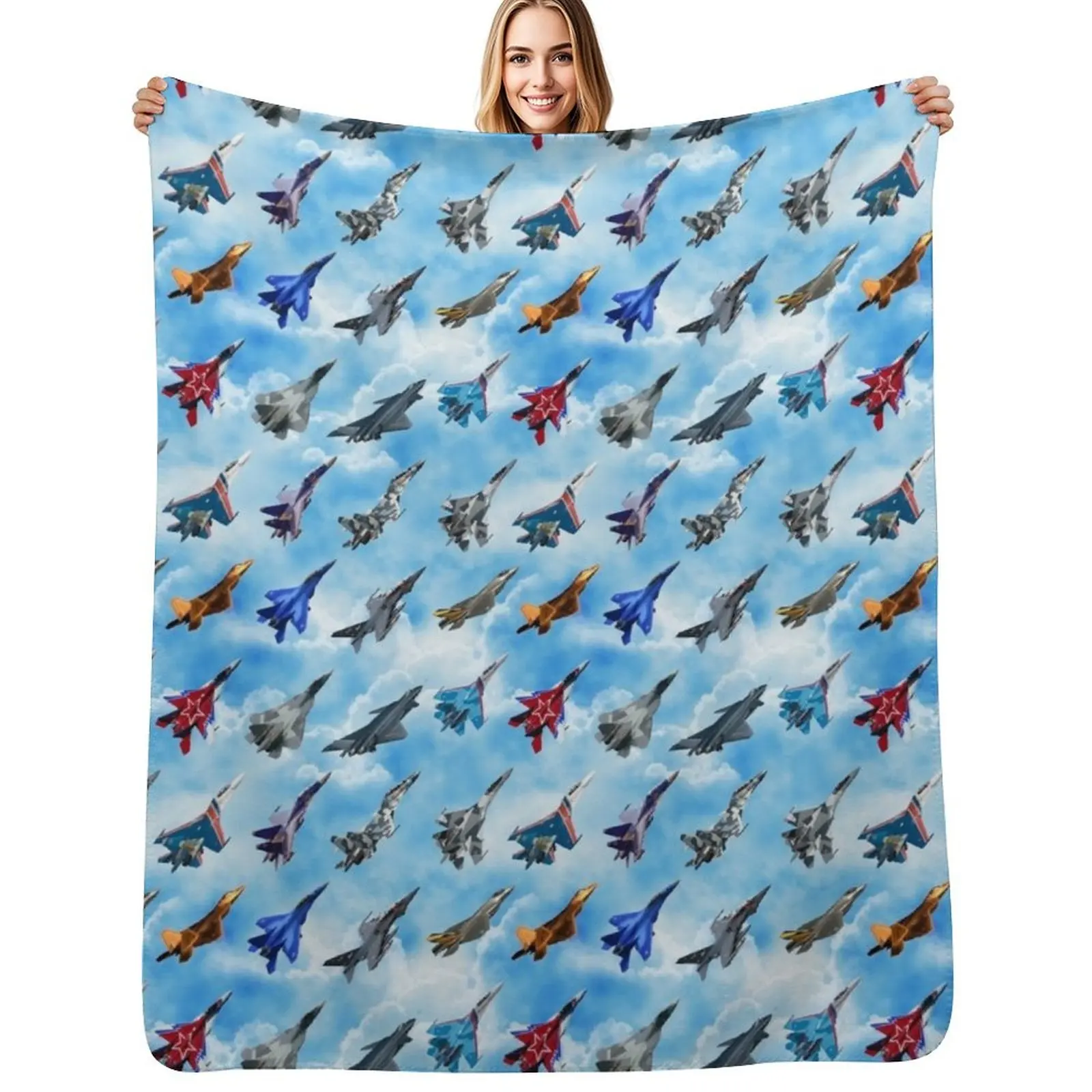 Fighter Jets Throw Blanket Foldable Soft Warm Blanket for Outdoor Use