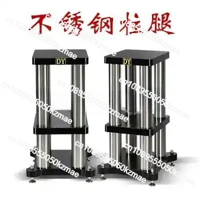 DY-04 Speaker Isolation Stands, HiFi Anti Vibration Shock Absorber Feet with Metal Bracket & Wood Base, for Bookshelf Speakers