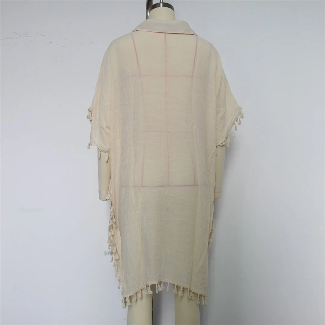 5 Farben, Quasten, halblange Ärmel, gehäkelte Tunika, Strandkleid, Strandmode, Damen, V8522 – Detail 17