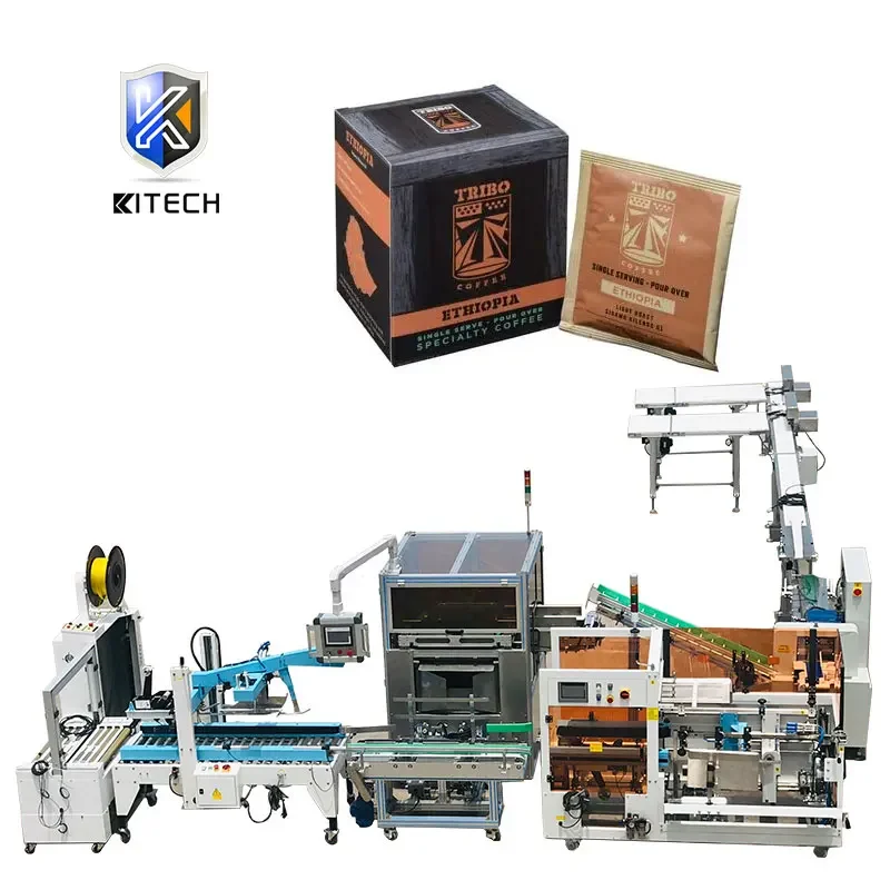 KITECH Automatic Coffee Sticks Box Packaging Machine Hanging Ear Drip Coffee Milk Sachet Packing Machine