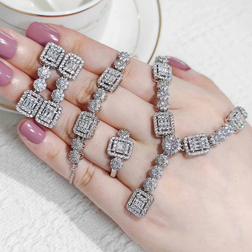 2024 New Unique Design Luxury Bride Jewelry Set for Women Anniversary Gift Jewelry Wholesale Moonso E053-R053-S053-X053