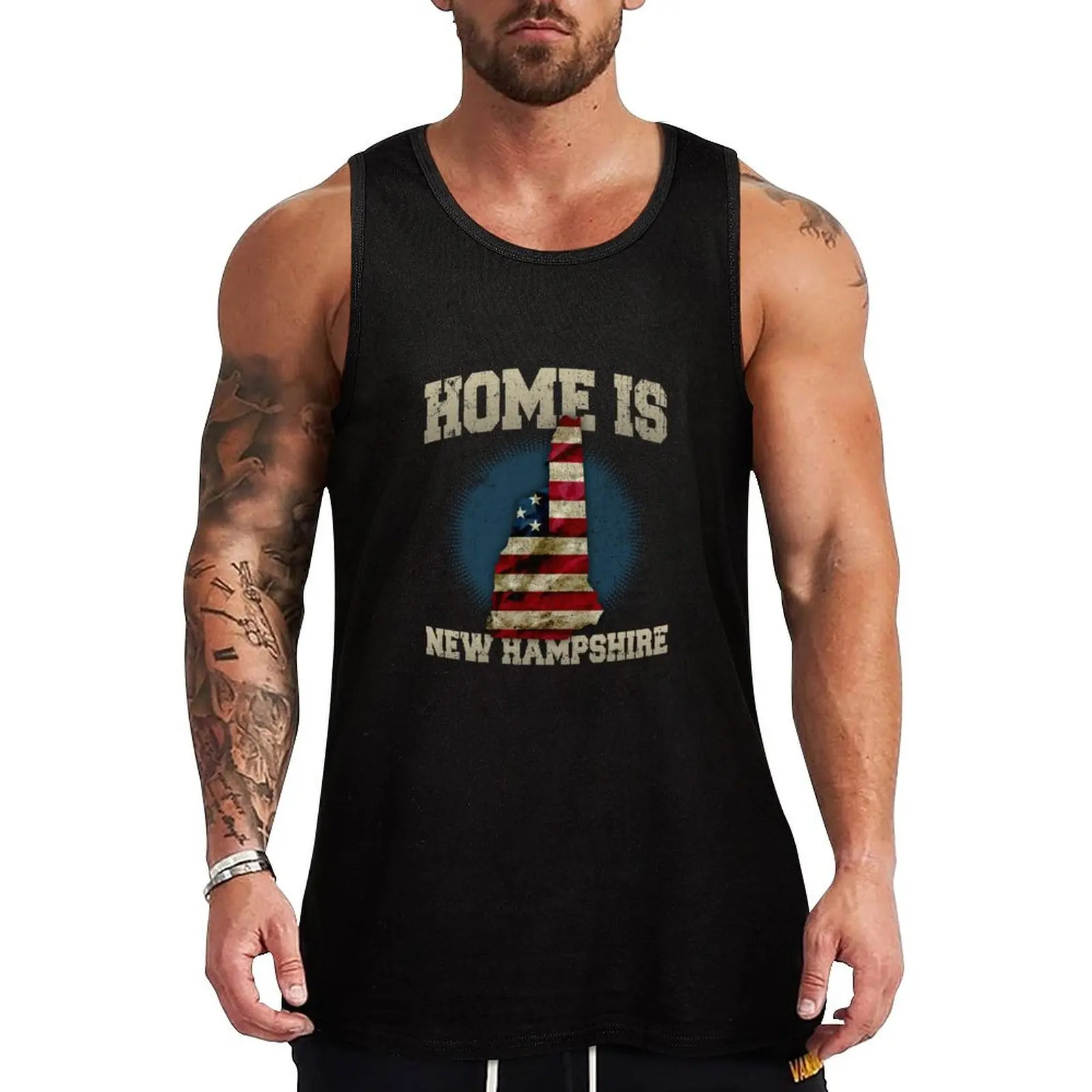 

Home is New Hampshire USA US map gift unique fans Proud Strong Support Tank Top sleeveless Men's t-shirts vests for men