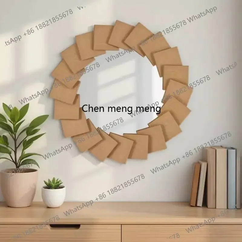 Retro Bathroom Irregular Mirror Luxury Classic Makeup Custom Mirror Wood Desktop Standing Specchio Trucco Bedroom Accessories  A