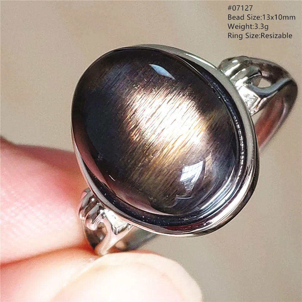 Natural Orange Moonstone Sunstone Adjustable Ring Crystal Oval 925 Sterling Silver Black Moonstone Ring Water Drop AAAAA