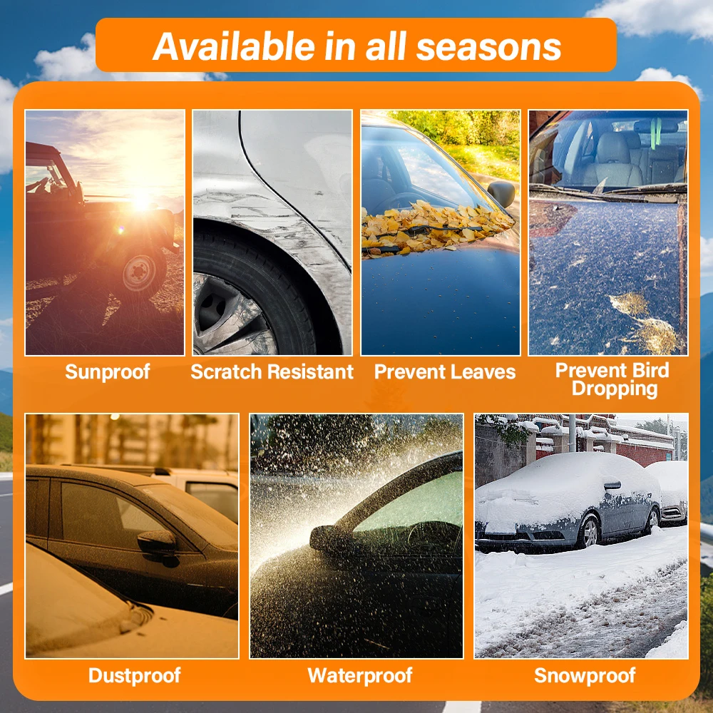 Car Cover Full Exterior SUV Auto Cover Sunshade Dustproof Protection With Reflective strips Black Universal for Hatchback Sedan