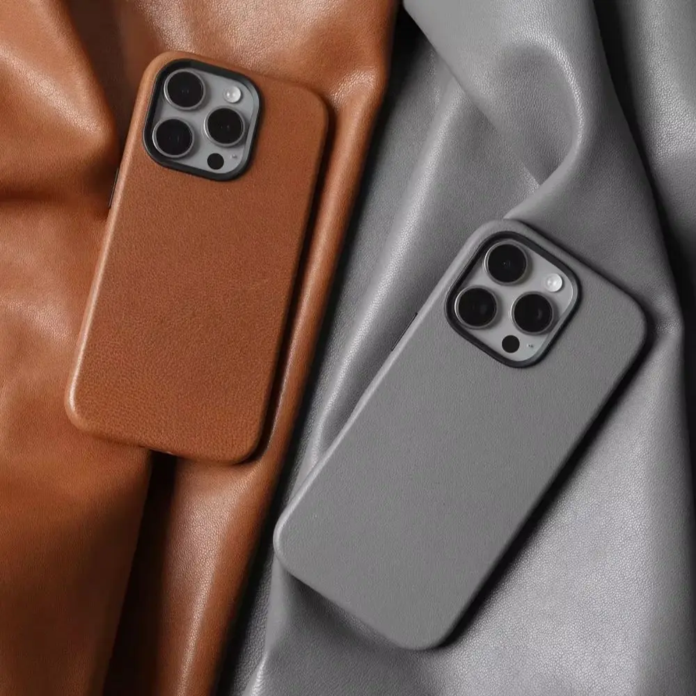 

Magnetic Genuine Leather Case for iPhone 16 Pro Max 15 Personality sheepskin Magnetic Phone Cover