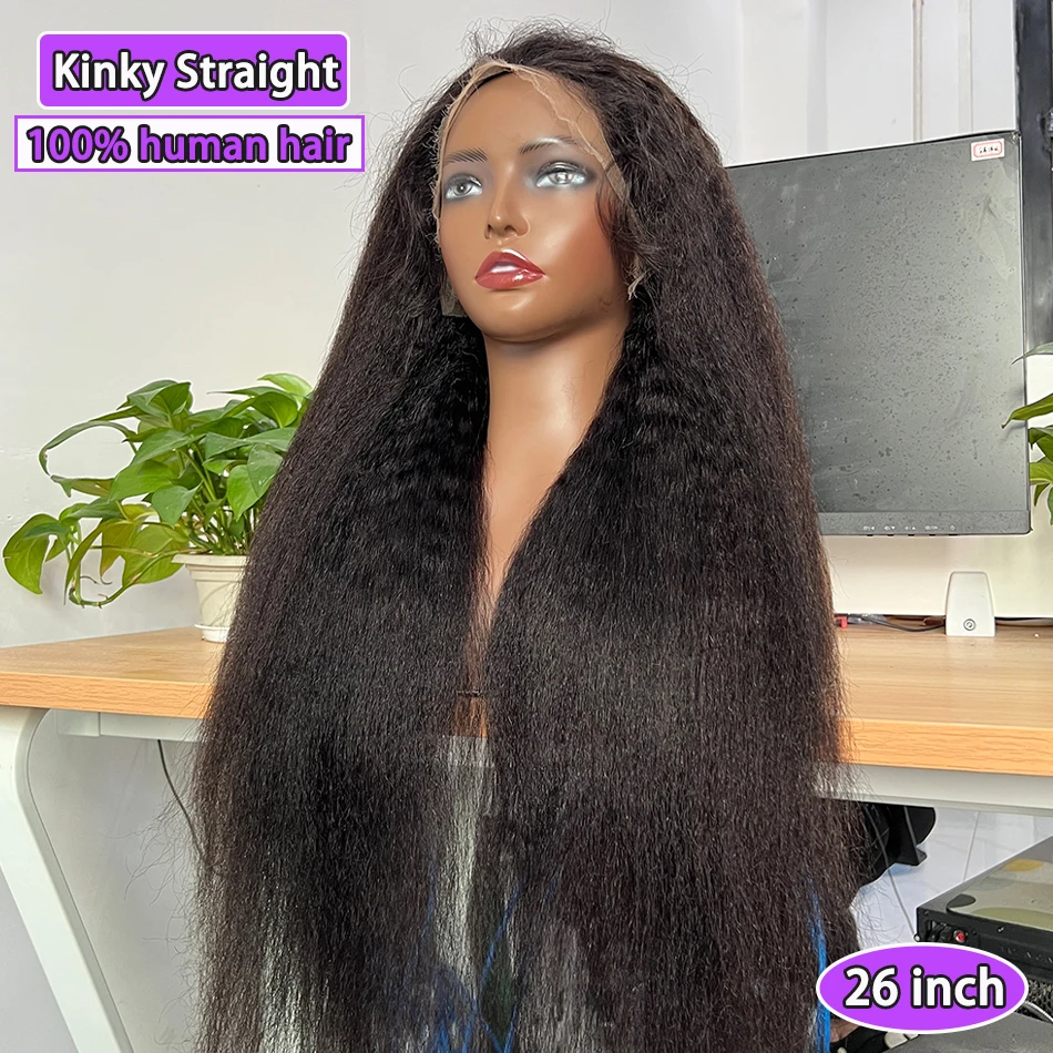 Peluca de cabello humano con frente de encaje HD 13x4 liso rizado 200% de densidad Color Natural nudos blanqueados prearrancados 100% pelucas de cabello virgen crudo