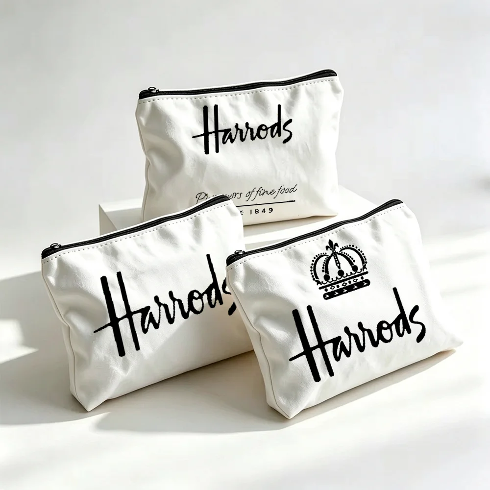 Fashion Harrods Organizers Makeup Bag Canvas Travel Cosmetic Case Zipper Wash Toiletry Pouch Small Portable Clutch Handbag