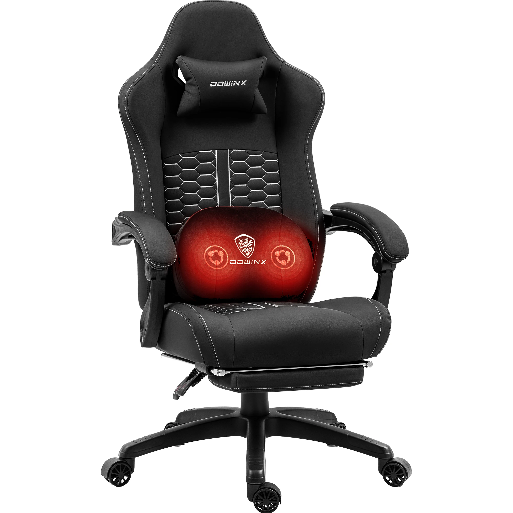 Dowinx Gaming Chair with Heated Massage Lumbar Support, Ergonomic Gaming Computer Chair with Pocket Spring Cushion and Footrest