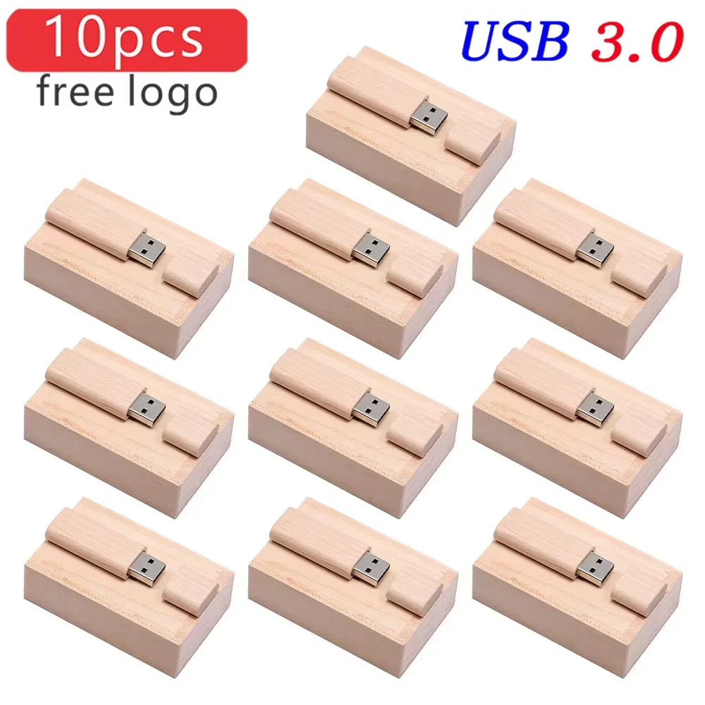 

JASTER 10pcs/Lot High speed Wooden USB Flash Drive 3.0 4GB 16GB 32GB 64GB 128GB Wholesale Personal Wedding gifts（custom logo）