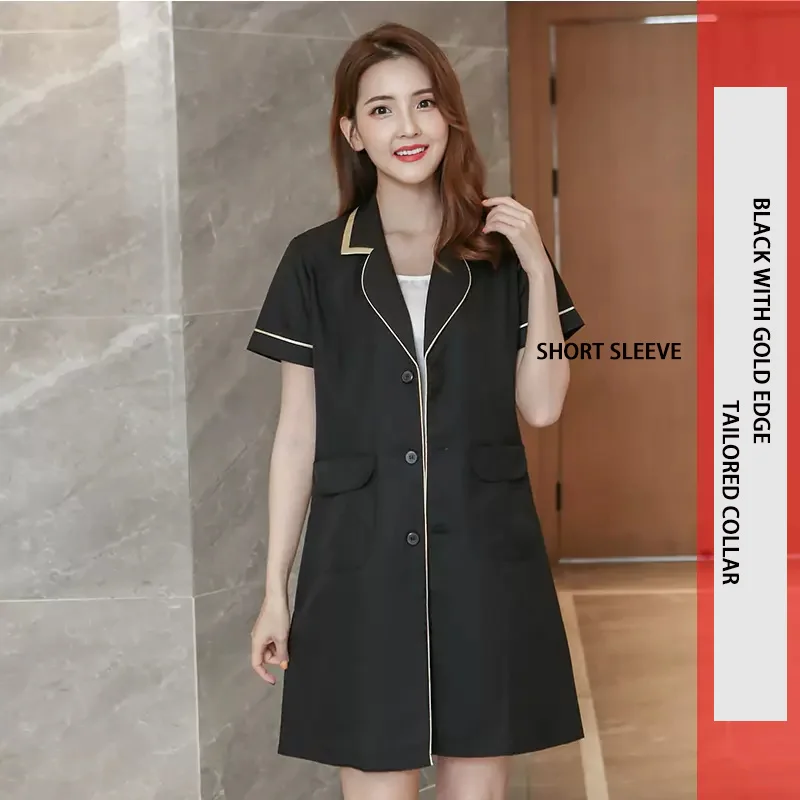 Übergroße Jacke Kosmetikerin Top Schönheit Salon Kurze Kleid Krankenschwester Uniform Spa Arbeitskleidung Arzt Uniform Scrub Top Klinik Labor Mantel