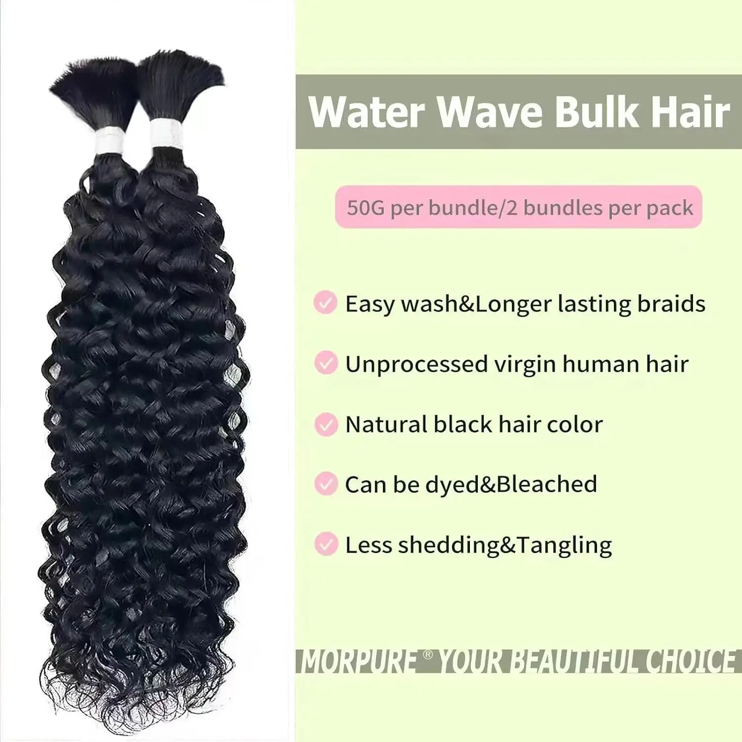 Boho Braids Human Hair Boho Hair for Braiding Knotless Water Wave Human Hair Bulk Hair for Braiding For Women Choice