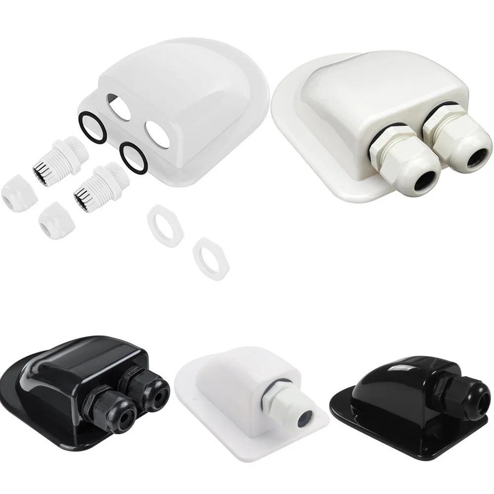 Caixa de glândula de entrada de fio duplo painel solar telhado fio entrada glândula caixa cabo motorhome branco buraco duplo rv iate acessórios do carro novo