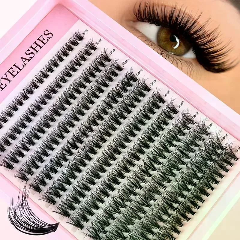 Hazlo tú mismo ﻿ Kit de Pestañas Postizas Naturales en Racimo 30D 40D 50D 60D 80D, Pestañas Segmentadas, Pestañas Voluminosas para Injerto