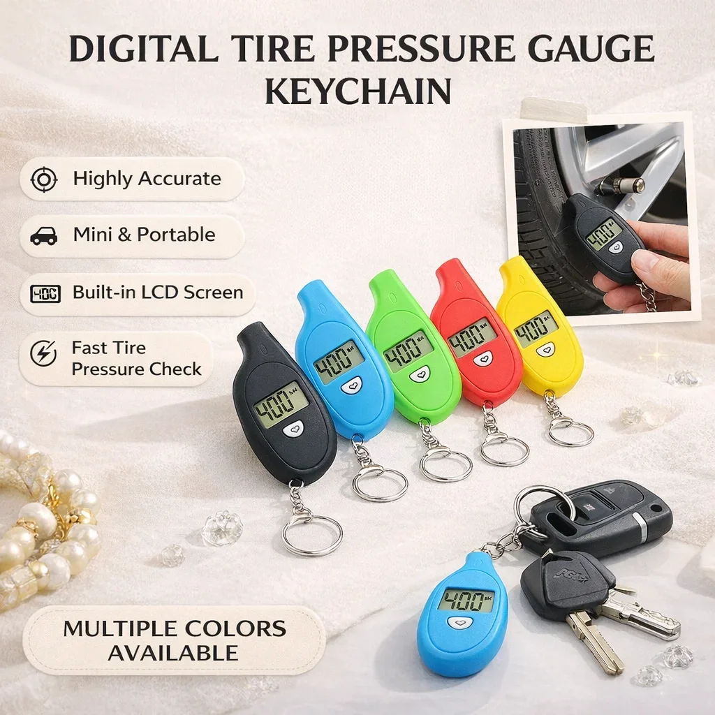 Digital Tire Pressure Gauge with LCD Display, Car & Motorcycle Air Pressure Tester, Auto Safety Measuring Tool