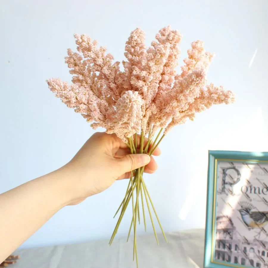 6 unids/lote de espuma artificial mini baya de vainilla punta de cereales artificiales planta ramo de flores artificiales para decoración de boda en casa
