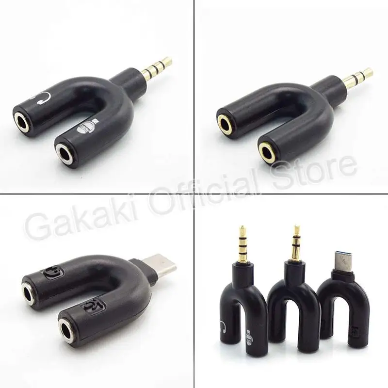 3.5mm Jack Microphone Converter Audio Adapter Headset Headphone Mic Type C Splitter for Game PC Laptop Headset