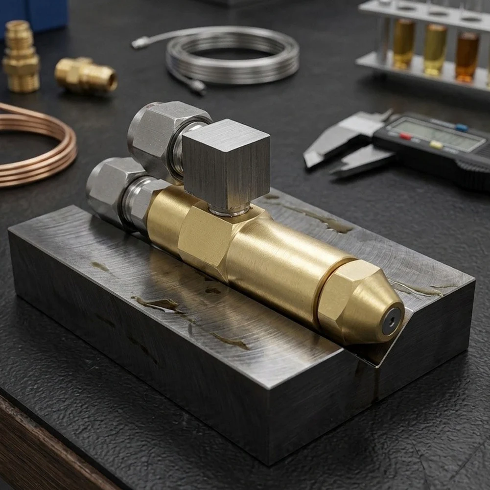 Oil Burner Fuel Nozzle for High Viscosity Fuels Crude Heavy Waste Oil Dual Siphon Design 9/16 inch Nozzle 1.0mm Bore
