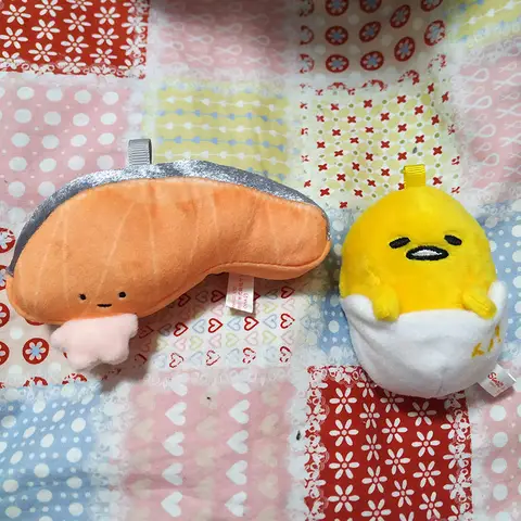 Japanese Anime Gudetama Kirimi-chan Plush Keychain Cute Lazy Egg Gudetama Salmon Slice Kirimi-chan Stuffed Bag Charm Doll Gift