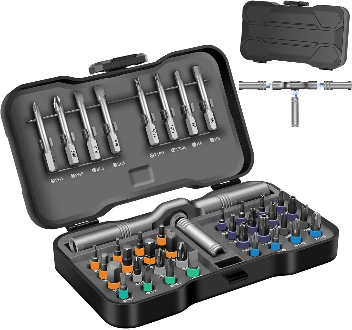 

Набор магнитных отверток-трещоток 42-в-1, компактный набор инструментов для ремонта своими руками со съемной рукояткой