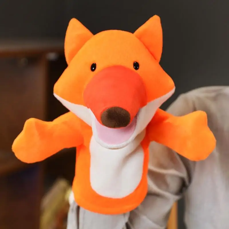 Q0kbフィンガーパペット布ベルベットパペットパーティーおもちゃ子供のためのソフトキツネクロウ人形