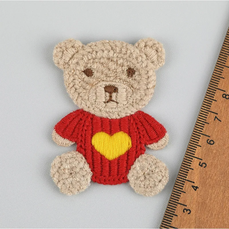 10 Stück 4,8*6,5cm Cartoon-Stickerei-Bären-Applikationen für DIY-Kopfbedeckungen, Haarspangen, Bastelarbeiten, Dekoration, Kleidung, Aufnäher, Accessoires – Detail 8